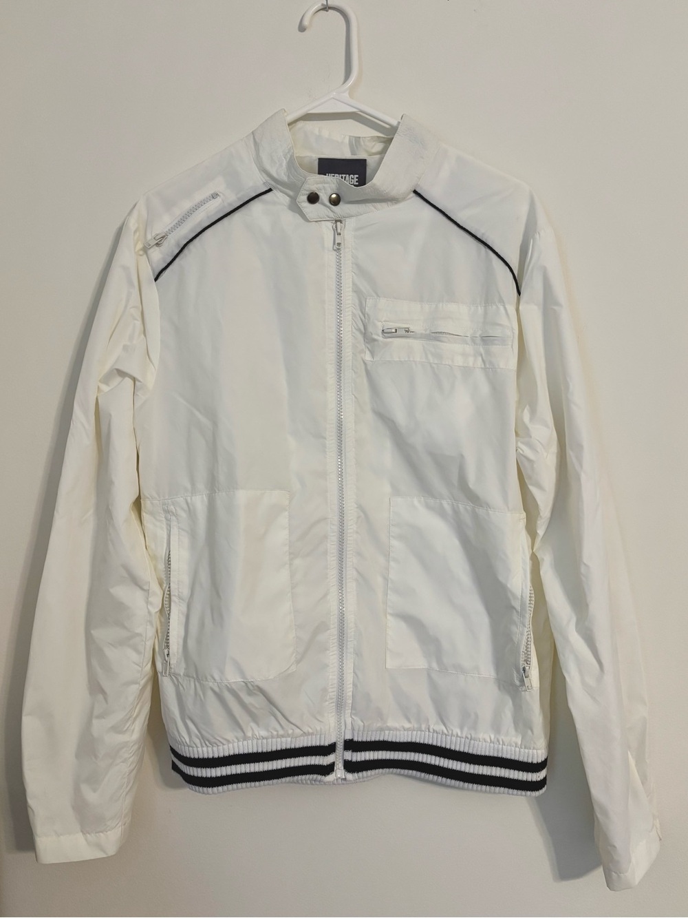 White Windbreaker Jacket Heritage 1981 Bomber Lightweight Sporty